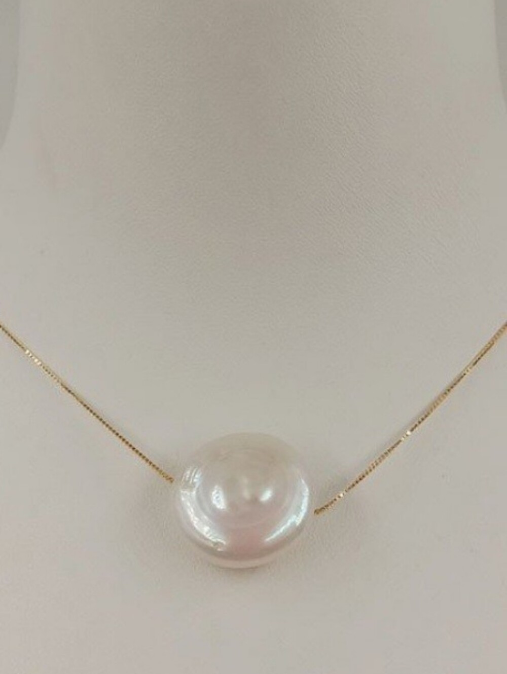 Large Pearlescent Pendant on Gold Plated Chain